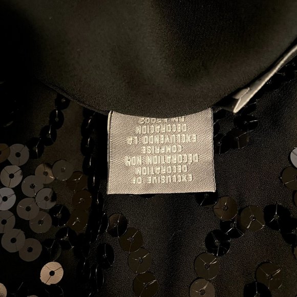 90s Vintage Liz Claiborne Black Crepe Sleeveless Slip Dress with Sequins Size 12 - Picture 7 of 7